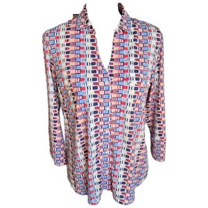 J. McLaughlin Multicolor Geometric Blouse